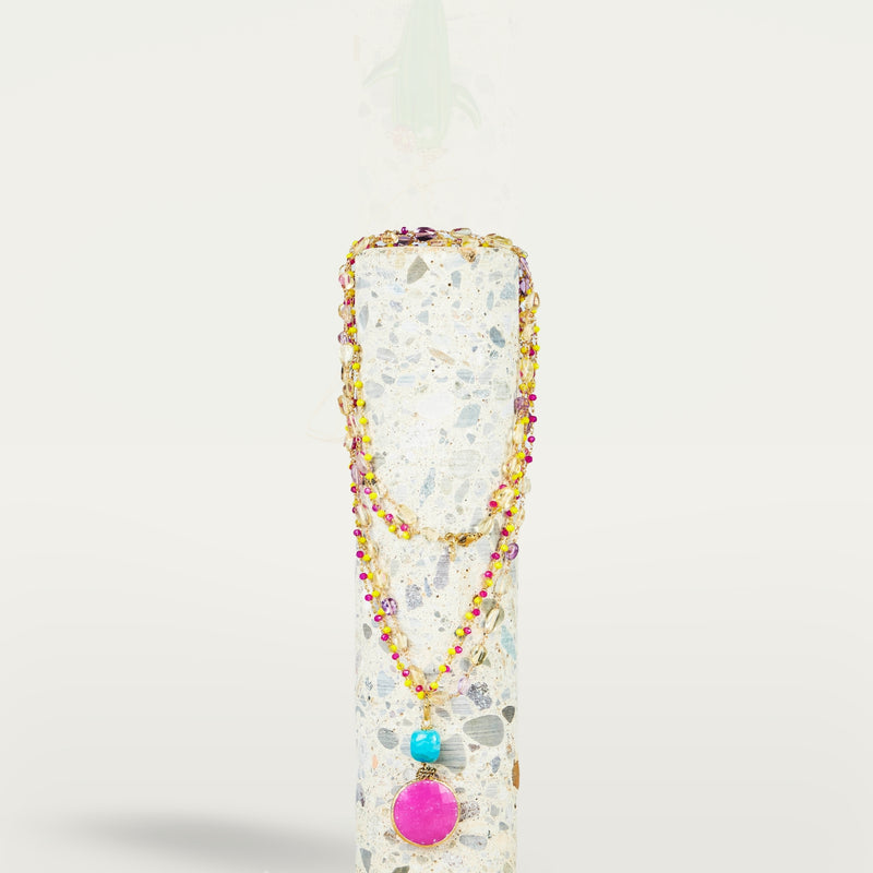 ALMALA COLLANA ROSARIO STONE | FUCSIA Economico