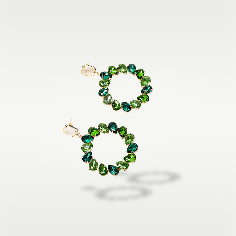 ALMALA ORECCHINO CIRCLE STRASS | VERDE Vendita Calda