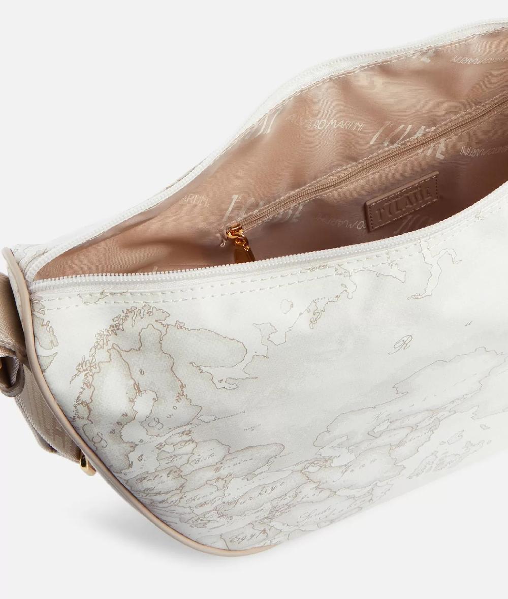 Alviero martini 1a classe Geo Soft White tracolla a mezzaluna grande Spedizione Gratuita