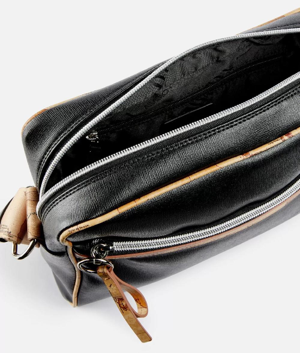 Alviero martini 1a classe Tracolla reporter Donnavventura in tessuto saffiano Nera Spedizione Gratuita