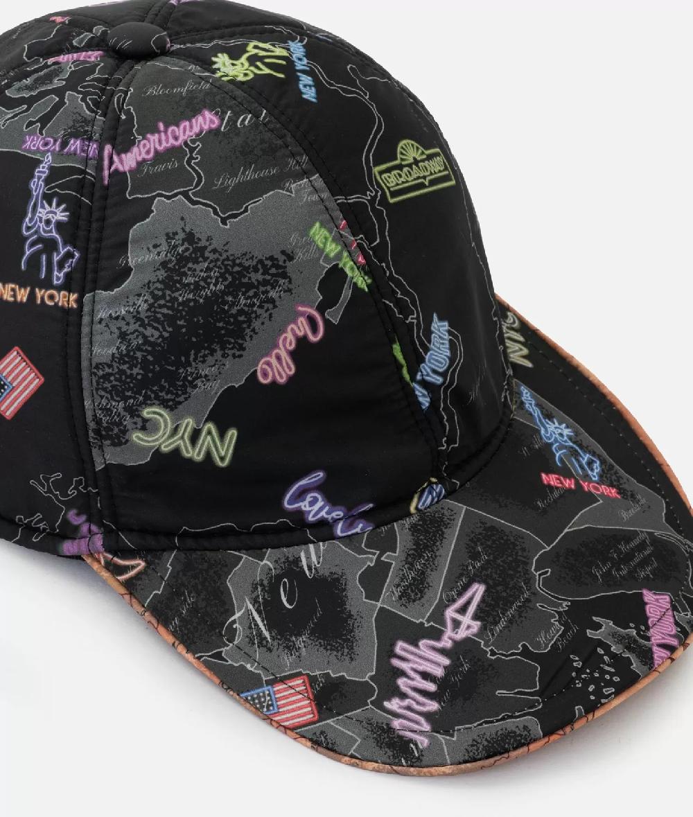 Alviero martini 1a classe Cappello baseball in nylon stampa NYC Nero Promozione Limitata