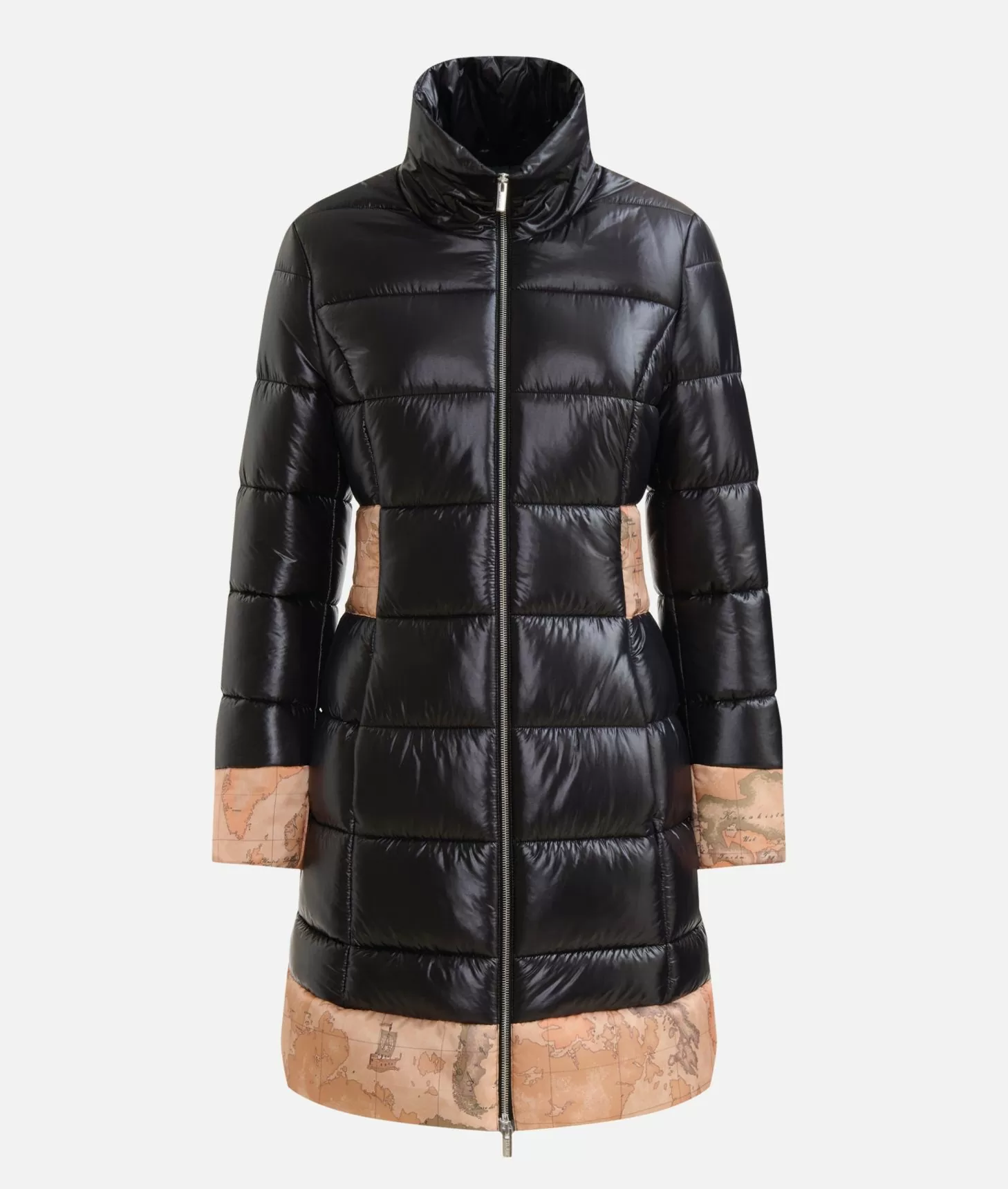 Alviero martini 1a classe Imbottito lungo in nylon leggero lucido Nero Shopping Online