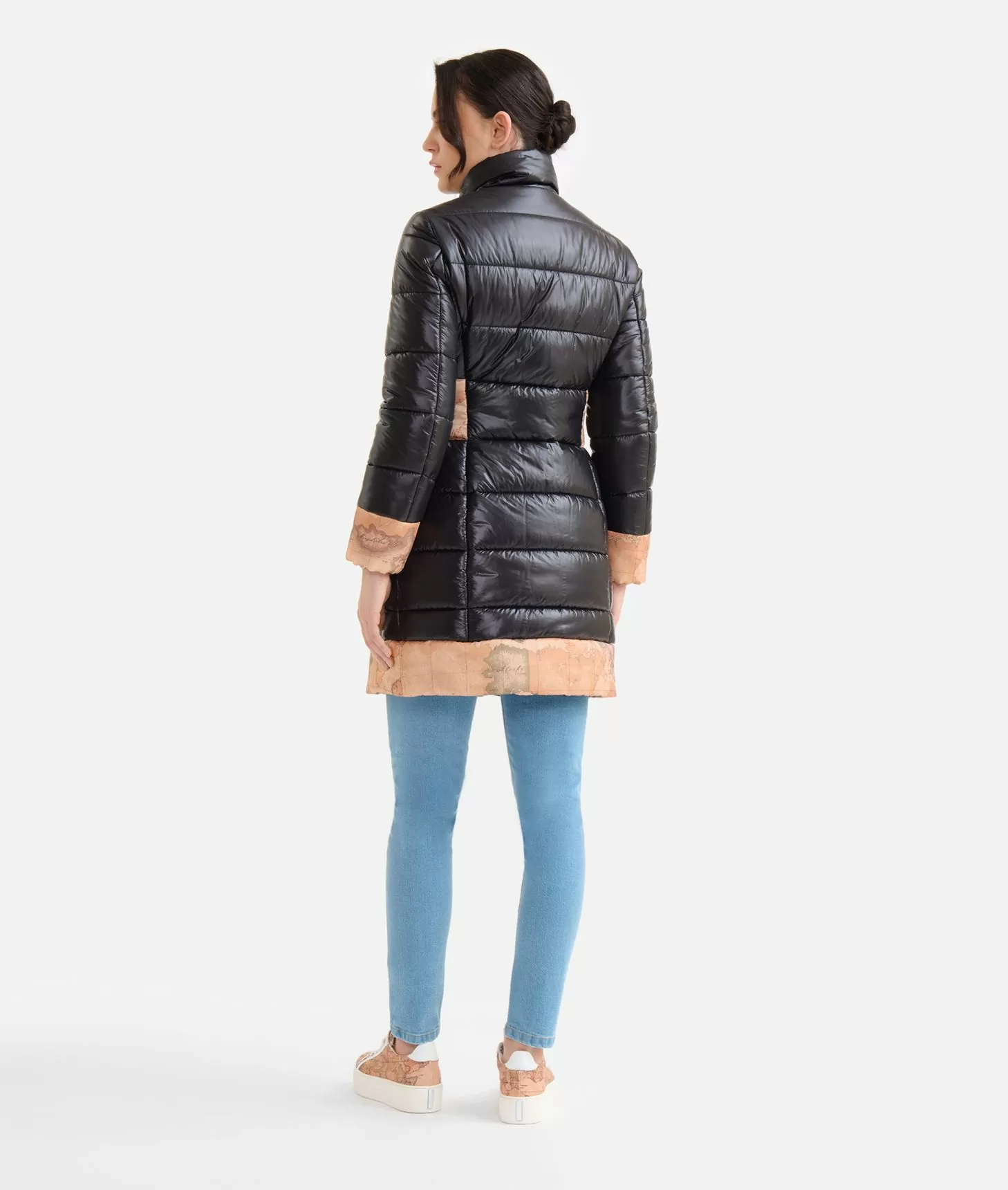 Alviero martini 1a classe Imbottito lungo in nylon leggero lucido Nero Shopping Online