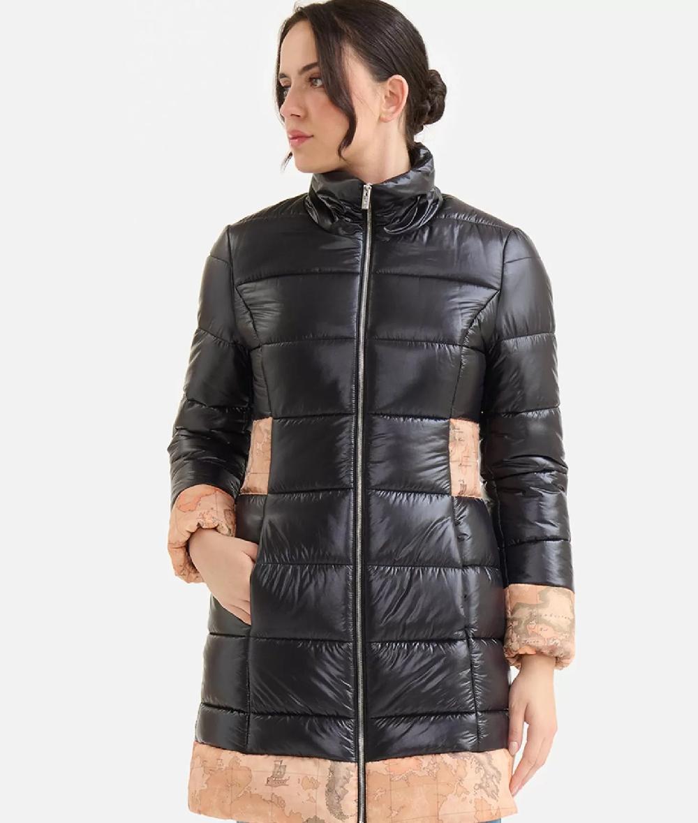 Alviero martini 1a classe Imbottito lungo in nylon leggero lucido Nero Shopping Online