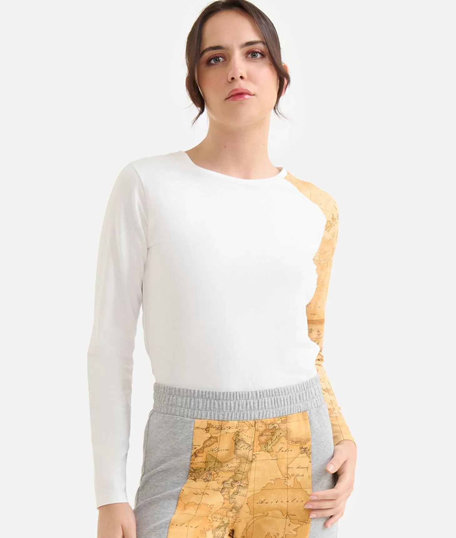 Alviero martini 1a classe Pantaloni in felpa garzata stretch con intarsio Geo Classic Grigi Convenienza