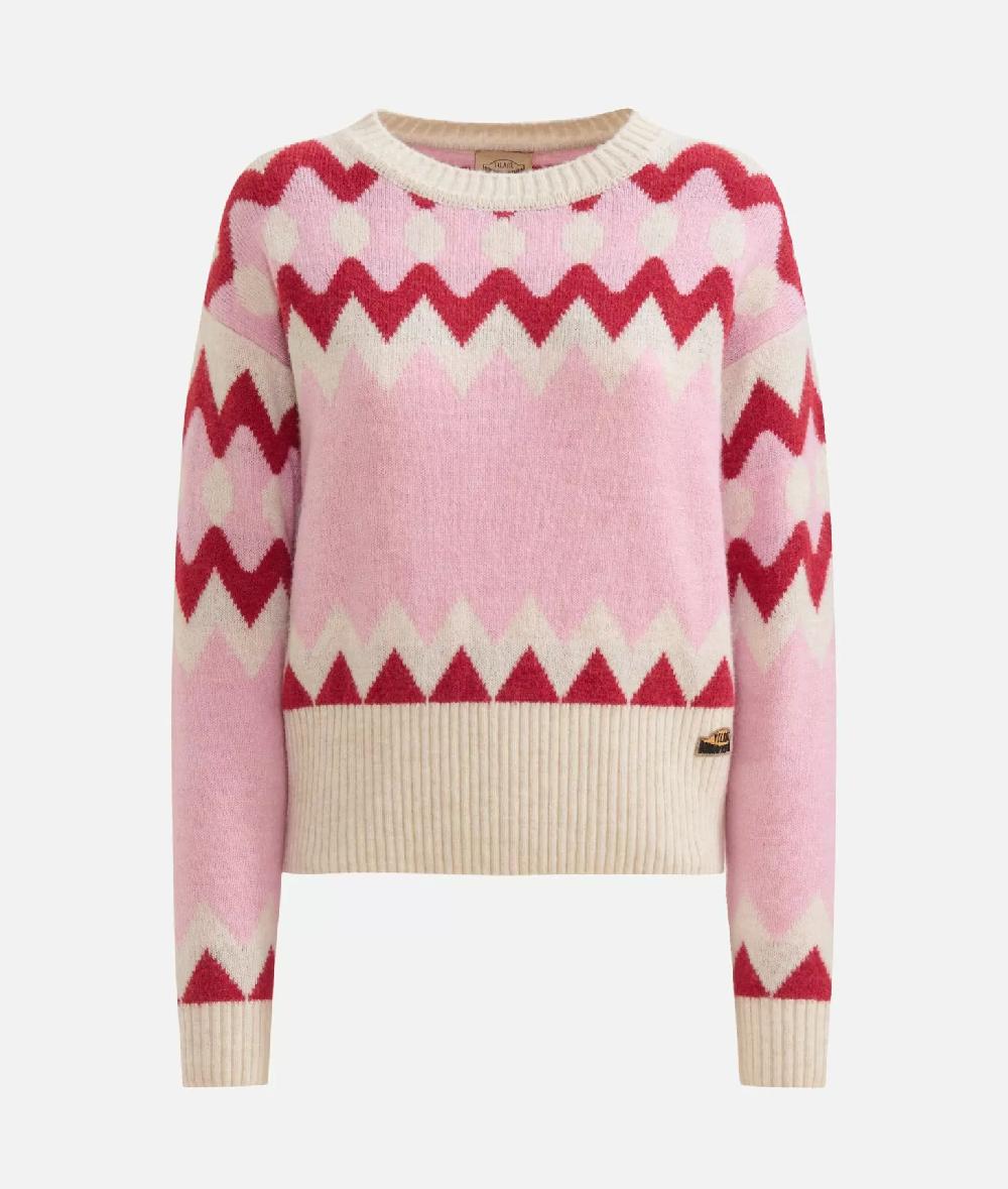 Alviero martini 1a classe Maglia in filato misto lana/viscosa con motivo geometrico Rosa Confetto Online