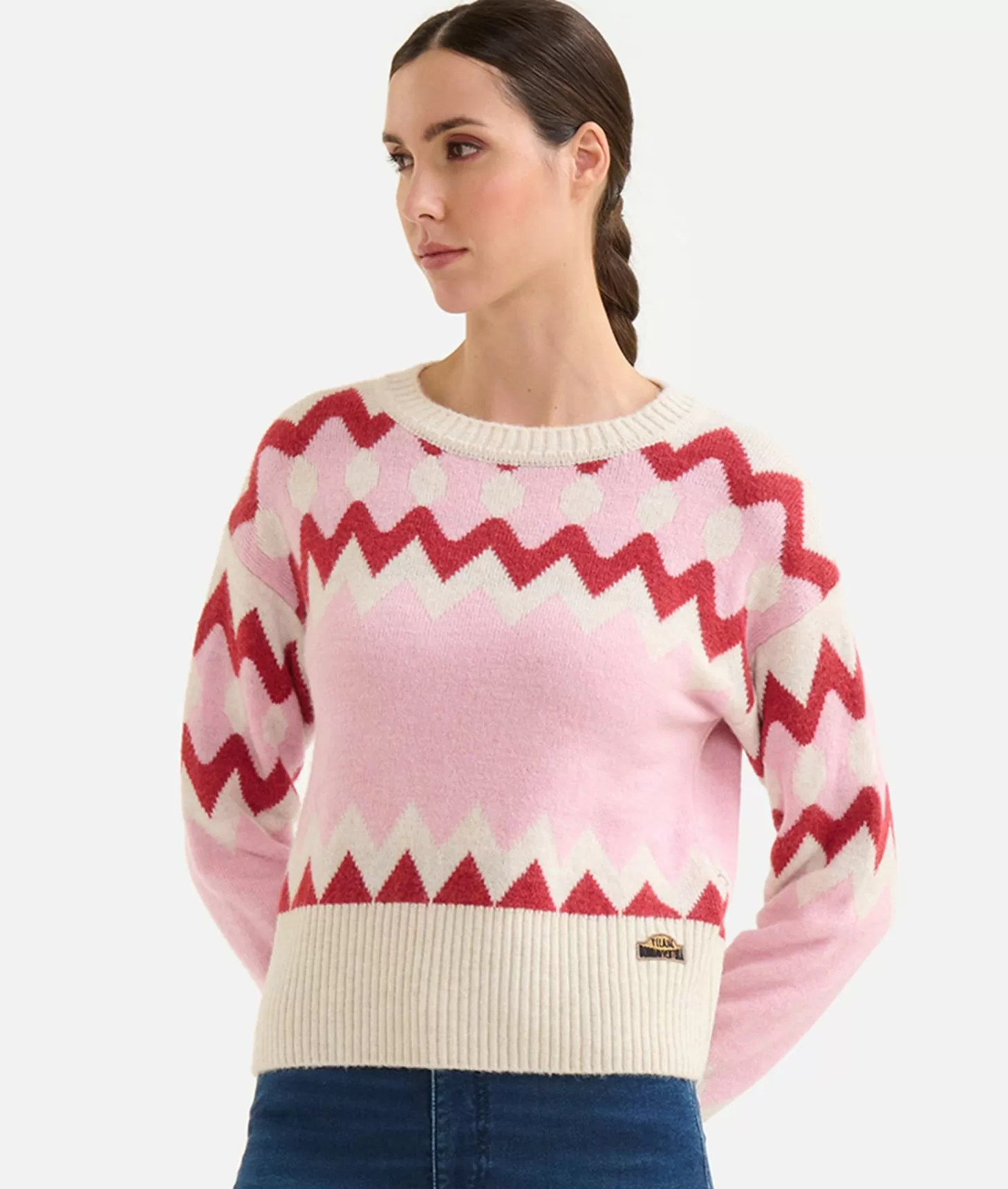 Alviero martini 1a classe Maglia in filato misto lana/viscosa con motivo geometrico Rosa Confetto Online