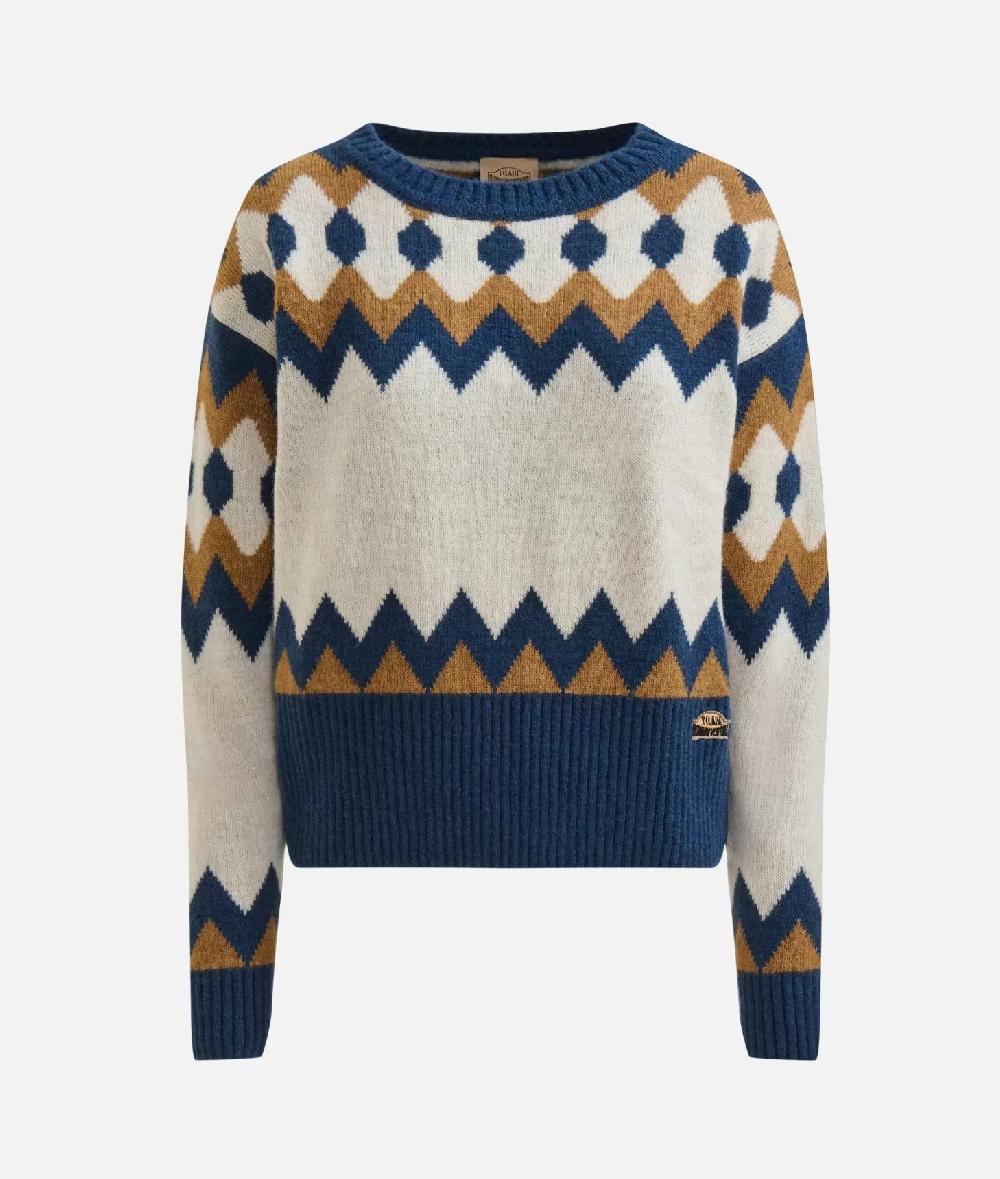 Alviero martini 1a classe Maglia in filato misto lana/viscosa con motivo geometrico Blu Fino Al -60%