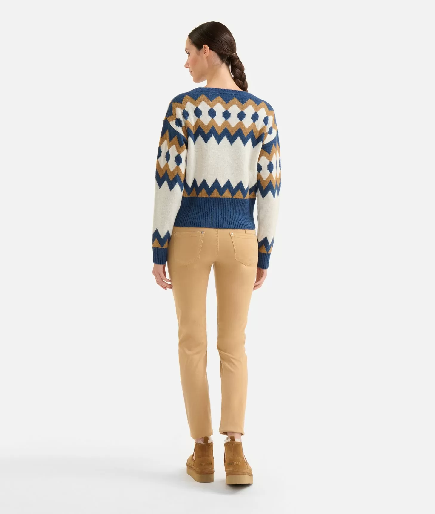 Alviero martini 1a classe Maglia in filato misto lana/viscosa con motivo geometrico Blu Fino Al -60%