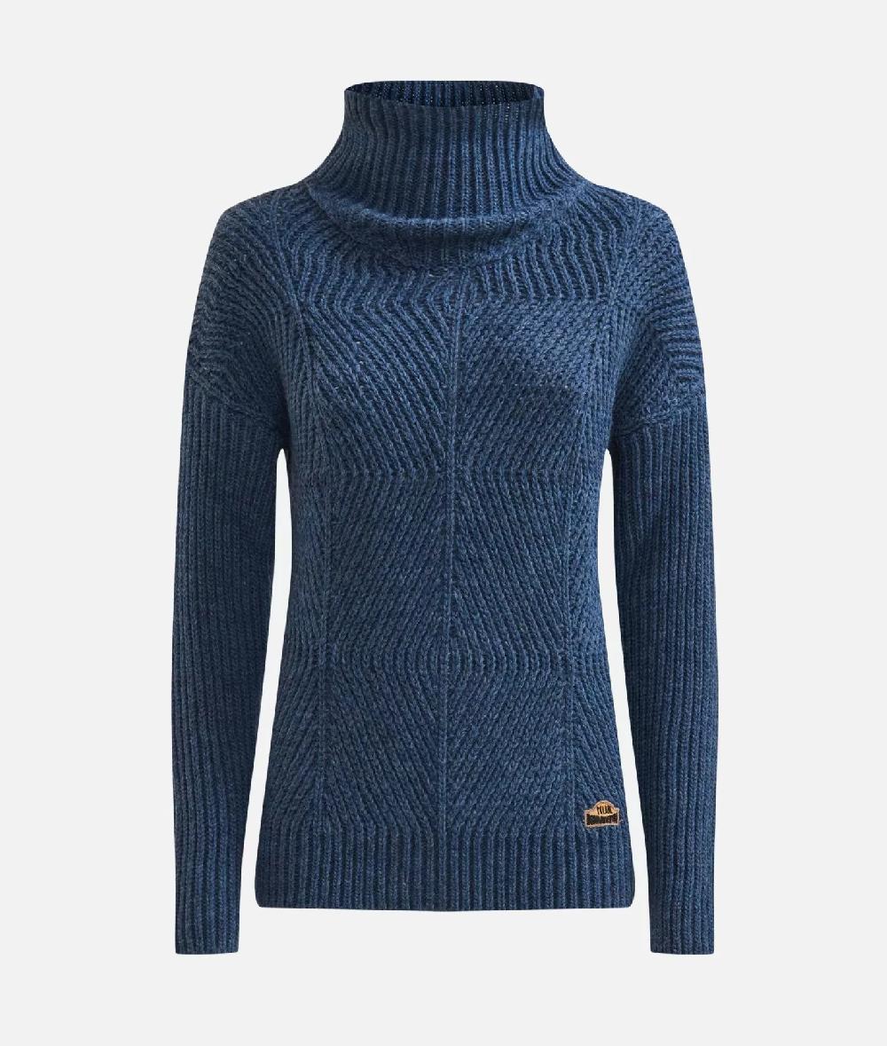 Alviero martini 1a classe Maglia a collo alto in filato misto lana vergine con patch Donnavventura Denim In Vendita