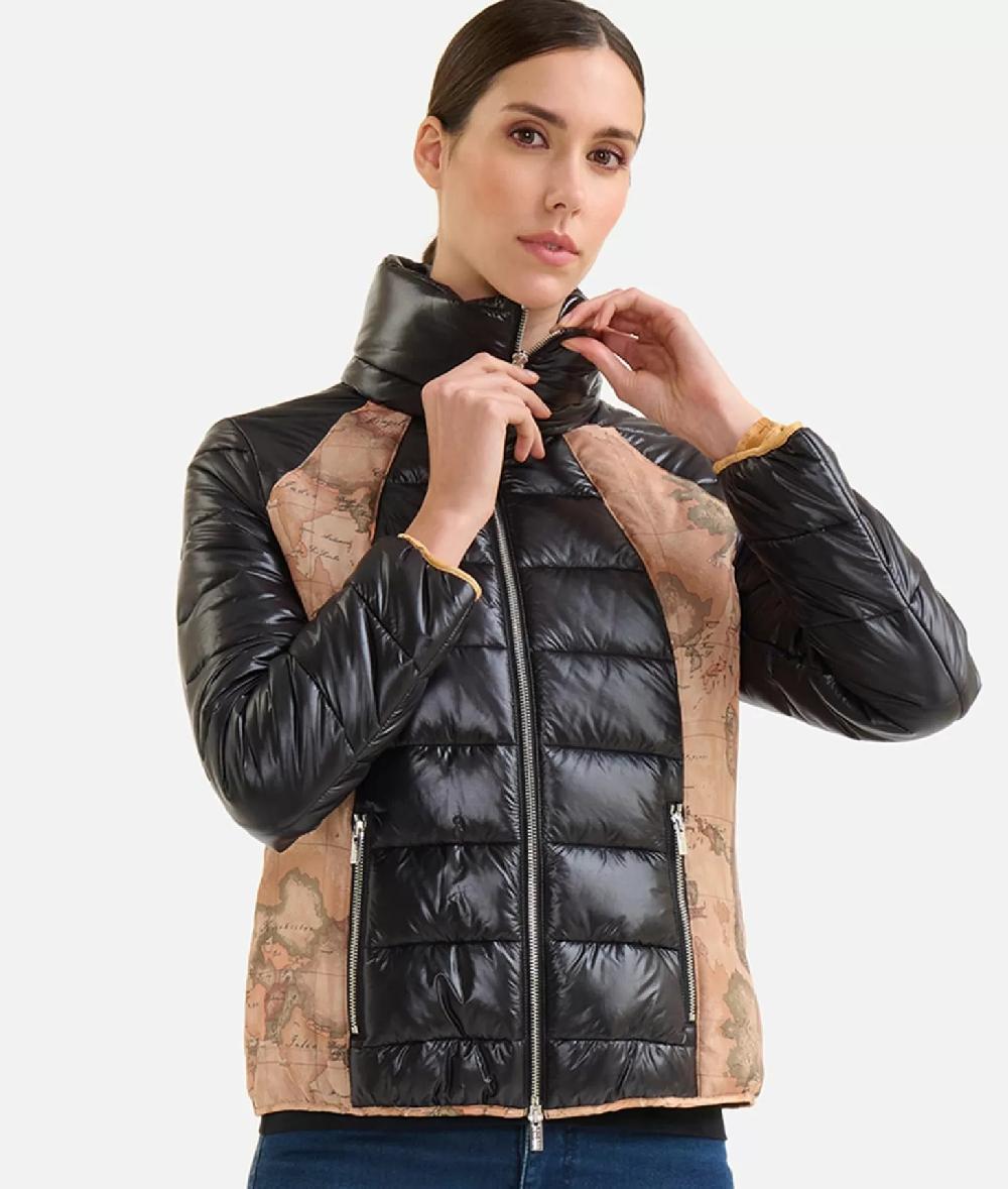 Alviero martini 1a classe Piumino corto in nylon leggero lucido con inserti Geo Classic Nero Offerte