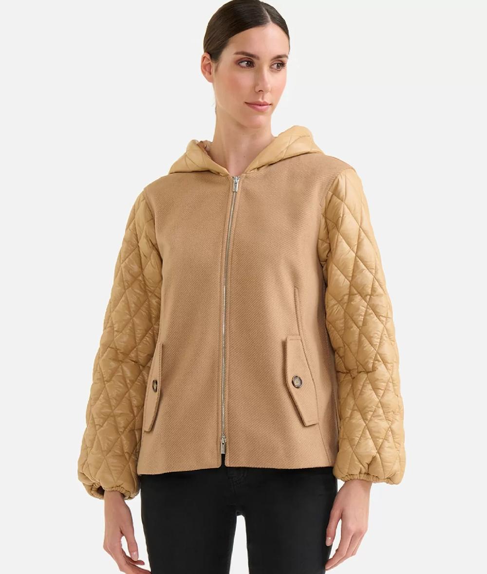 Alviero martini 1a classe Giubbino bimaterico in panno diagonale e nylon imbottito Cammello Vendita Calda