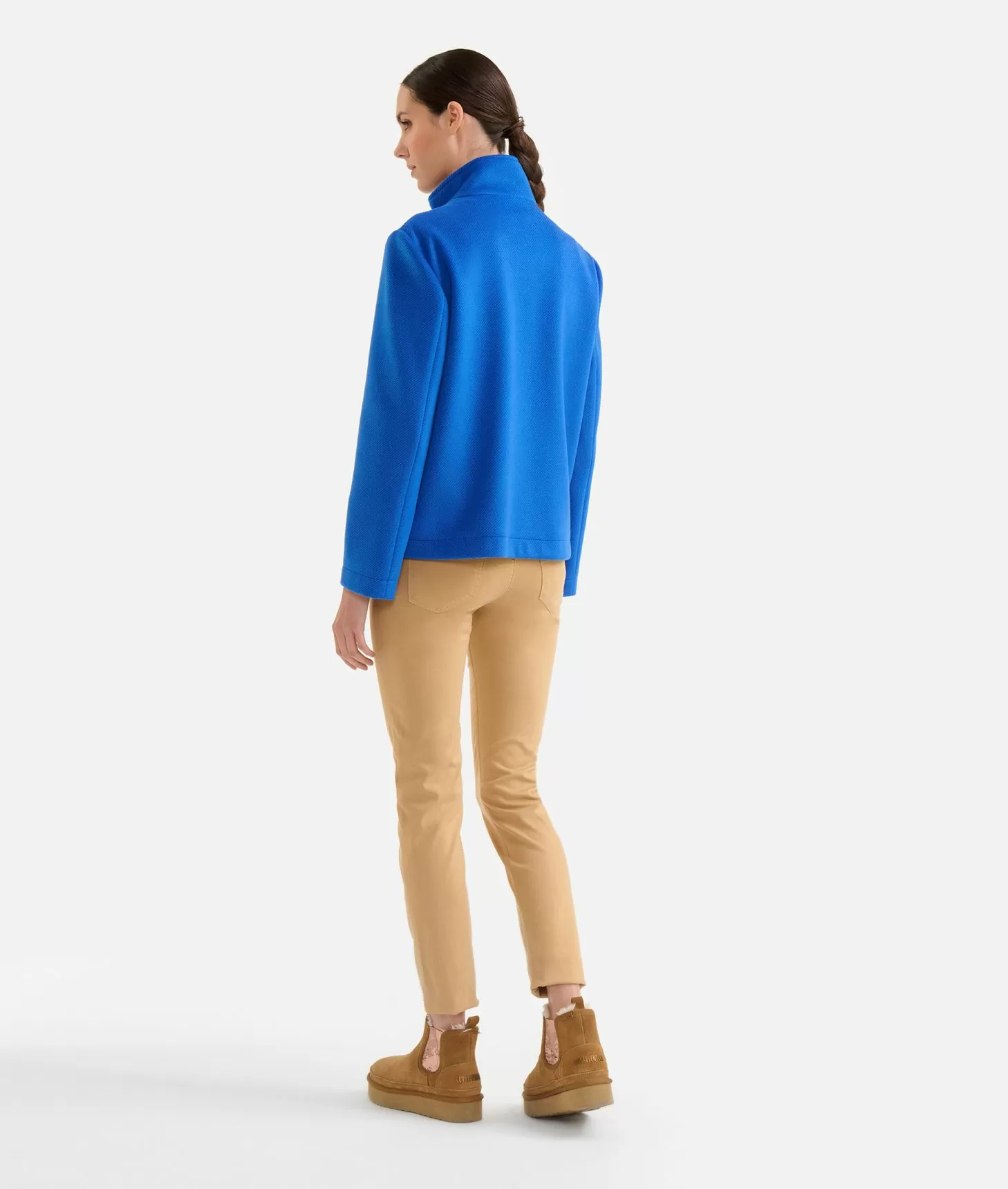 Alviero martini 1a classe Giubbino corto in panno diagonale con zip Denim Vendita Economica