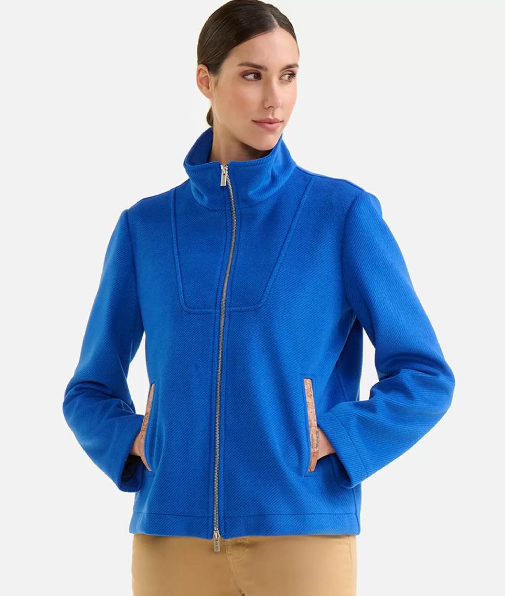 Alviero martini 1a classe Giubbino corto in panno diagonale con zip Denim Vendita Economica
