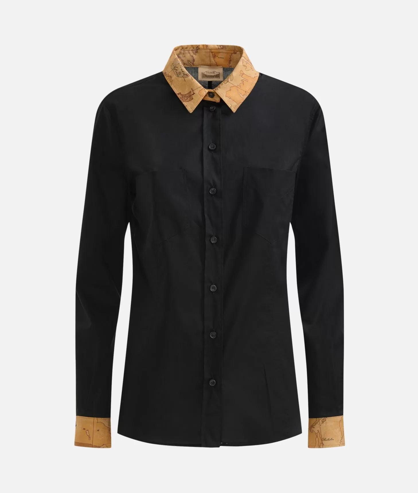 Alviero martini 1a classe Camicia in popeline di cotone stretch con dettagli Geo Classic Nera I Più Venduti