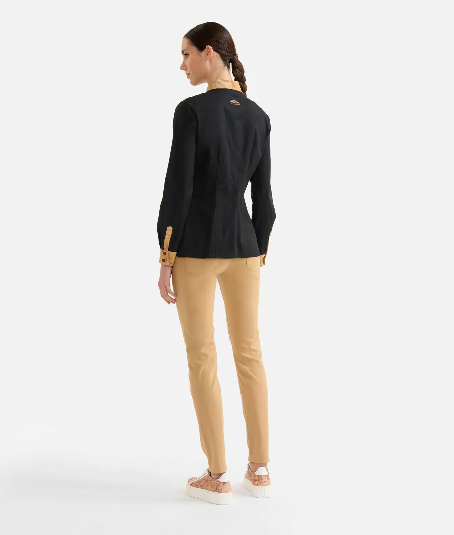 Alviero martini 1a classe Camicia in popeline di cotone stretch con dettagli Geo Classic Nera I Più Venduti
