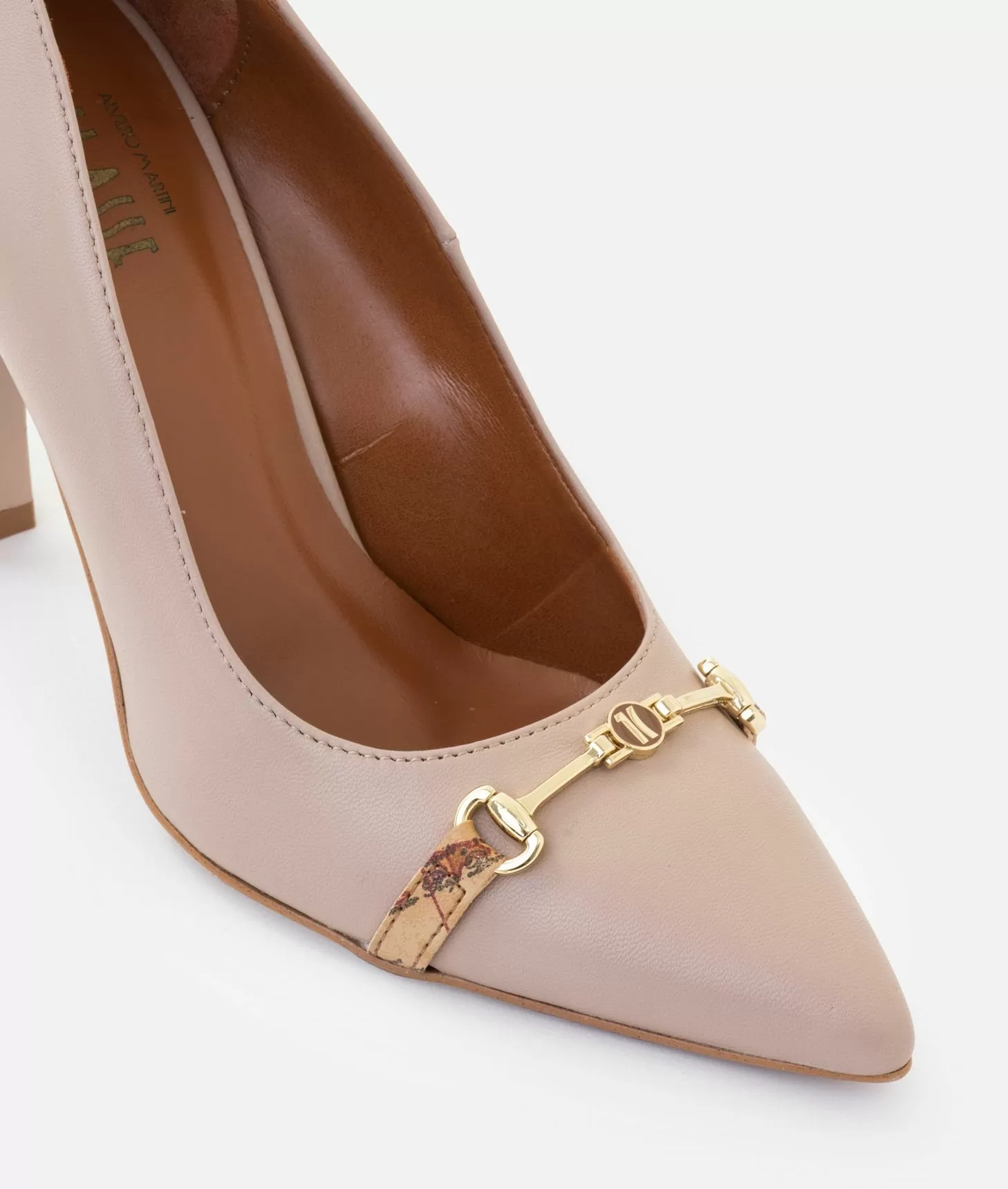 Alviero martini 1a classe Décolleté in nappa liscia con morsetto 1C Taupe Chiaro Negozio