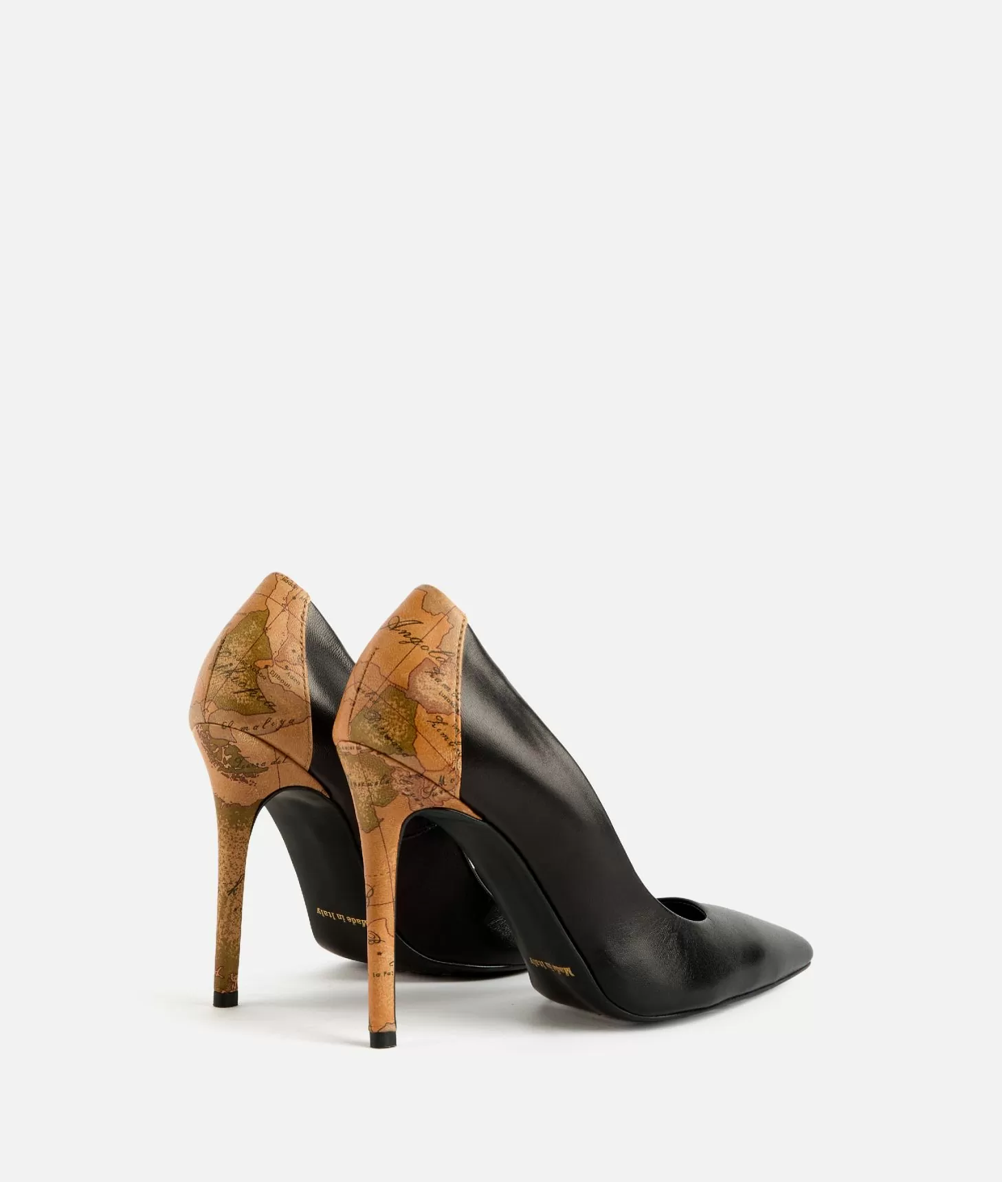 Alviero martini 1a classe Décolleté in nappa liscia con tacco stampa Geo Classic Nere Nuova