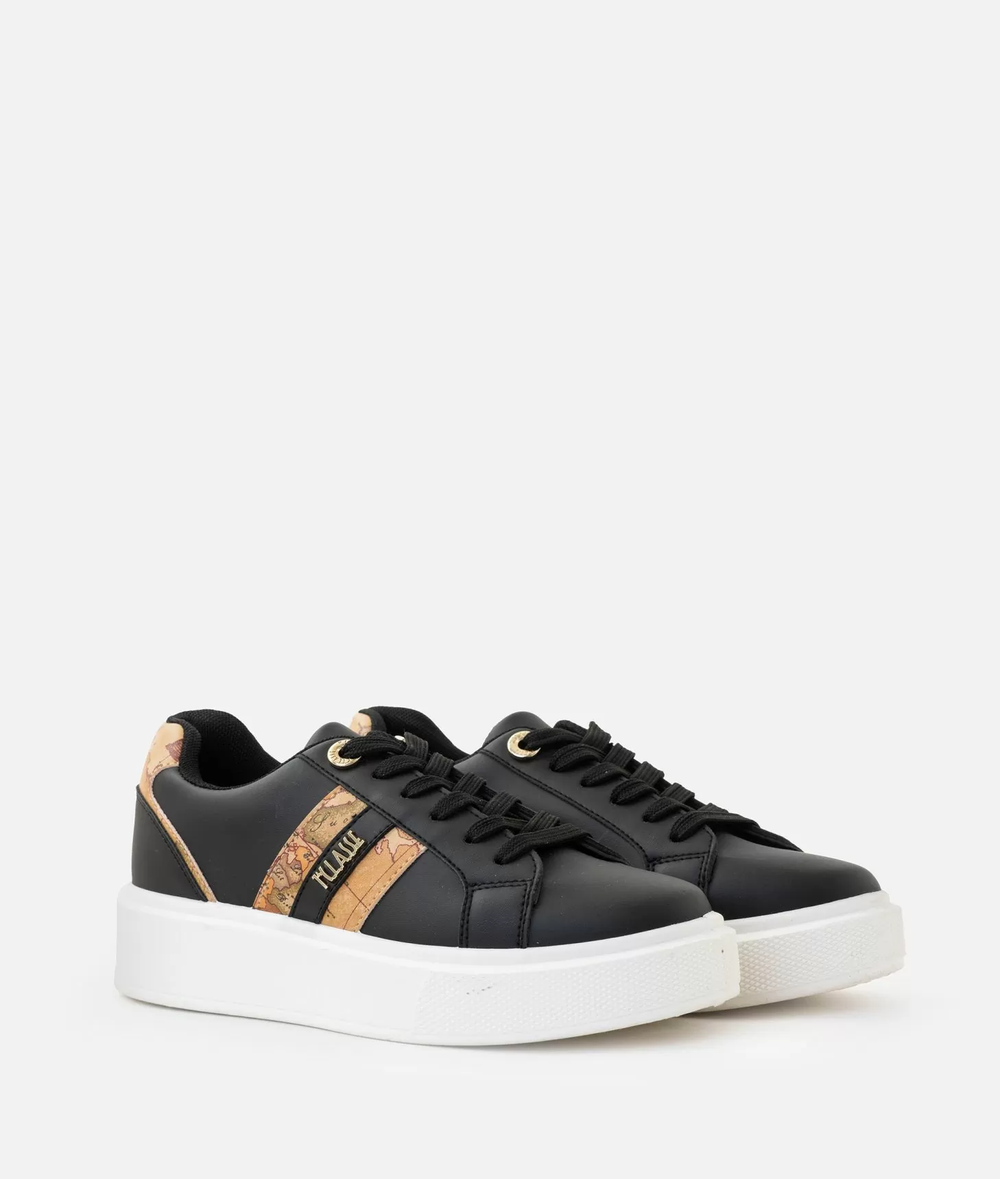 Alviero martini 1a classe Sneakers in eco nappa con logo e bande Geo Classic Nere Sottocosto