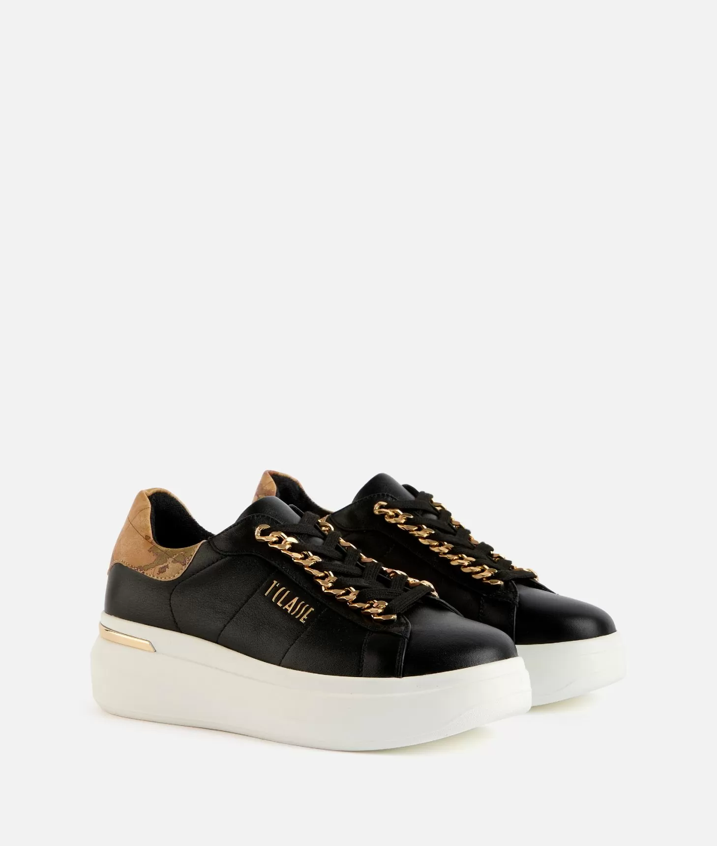 Alviero martini 1a classe Sneakers in eco nappa con dettaglio catena Nere Sconto