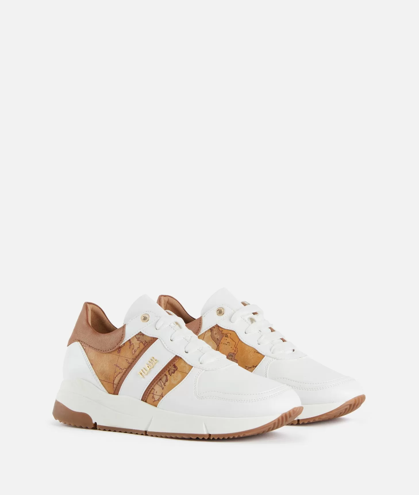 Alviero martini 1a classe Running in eco nappa con logo e dettagli Geo Classic Bianche In Vendita