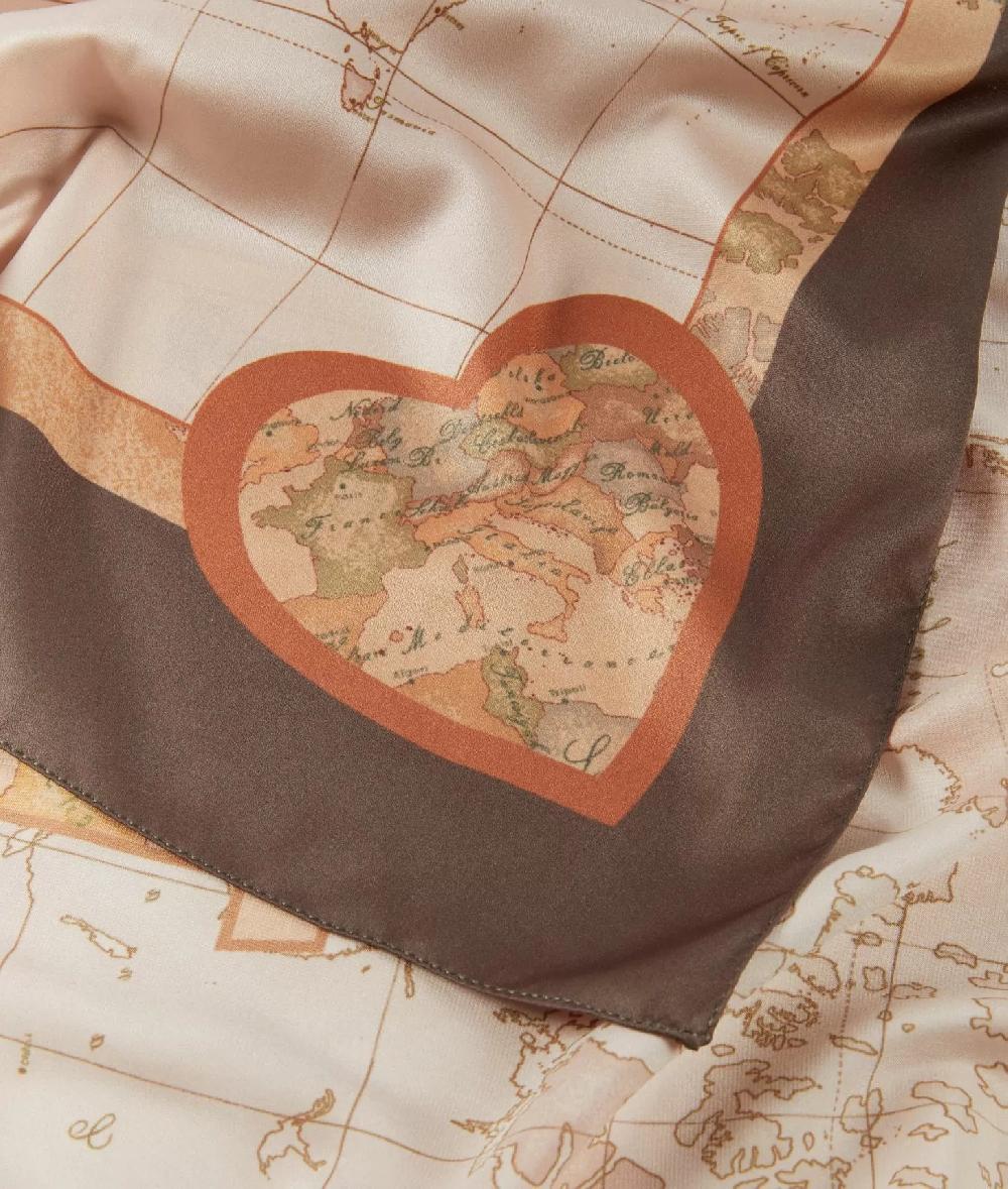 Alviero martini 1a classe Foulard Geo Cuori 90x90 Kaki Saldi Di Fabbrica