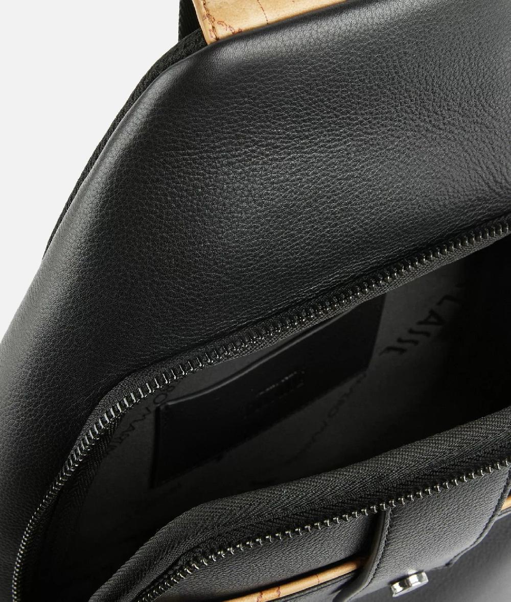 Alviero martini 1a classe Zaino monospalla in pelle Nero Saldi Di Fabbrica