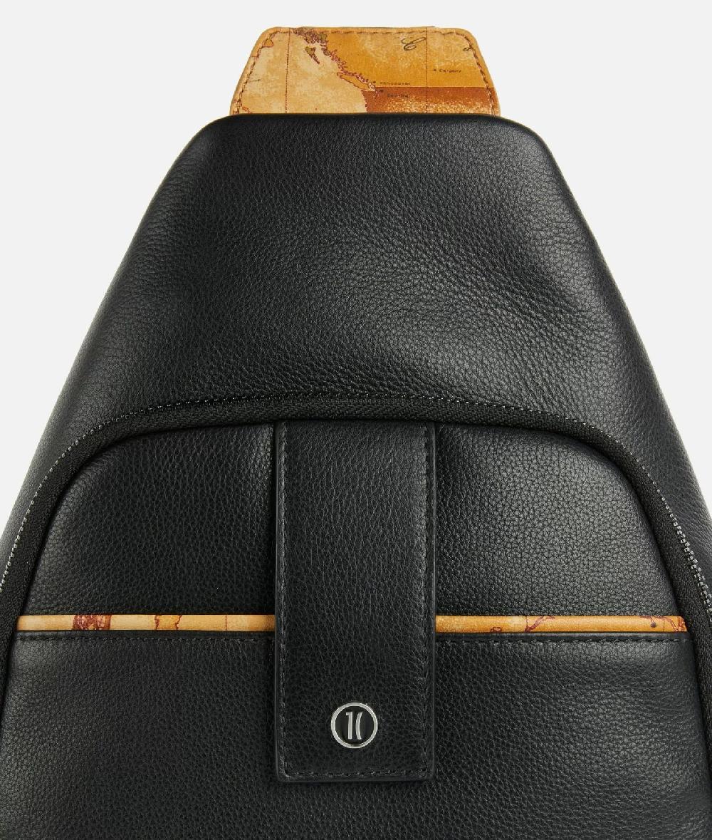 Alviero martini 1a classe Zaino monospalla in pelle Nero Saldi Di Fabbrica