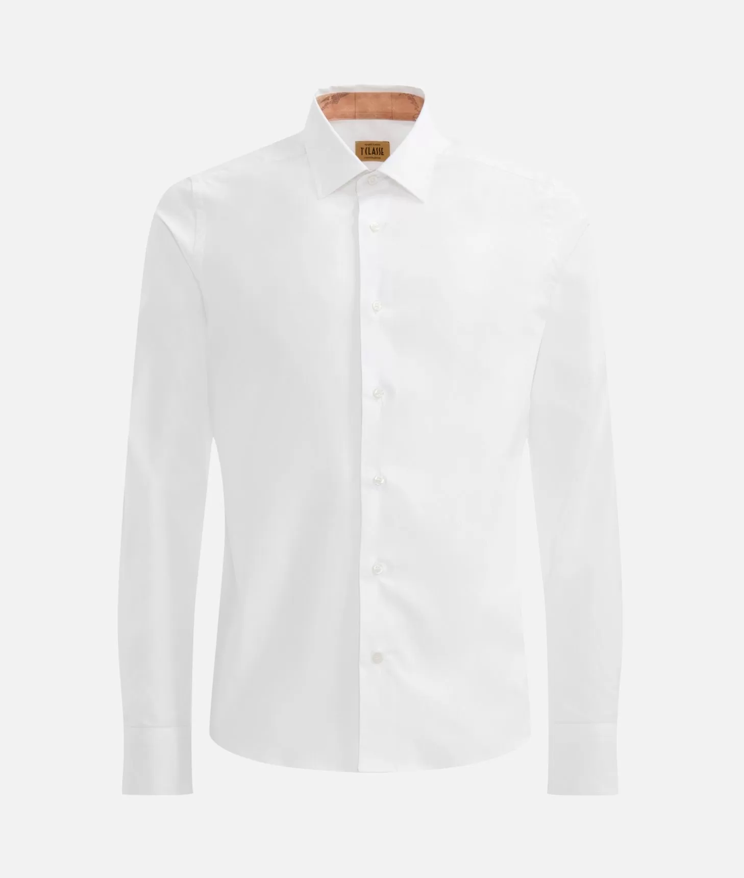 Alviero martini 1a classe Camicia super slim in cotone stretch con toppe Geo Classic Bianca Italia