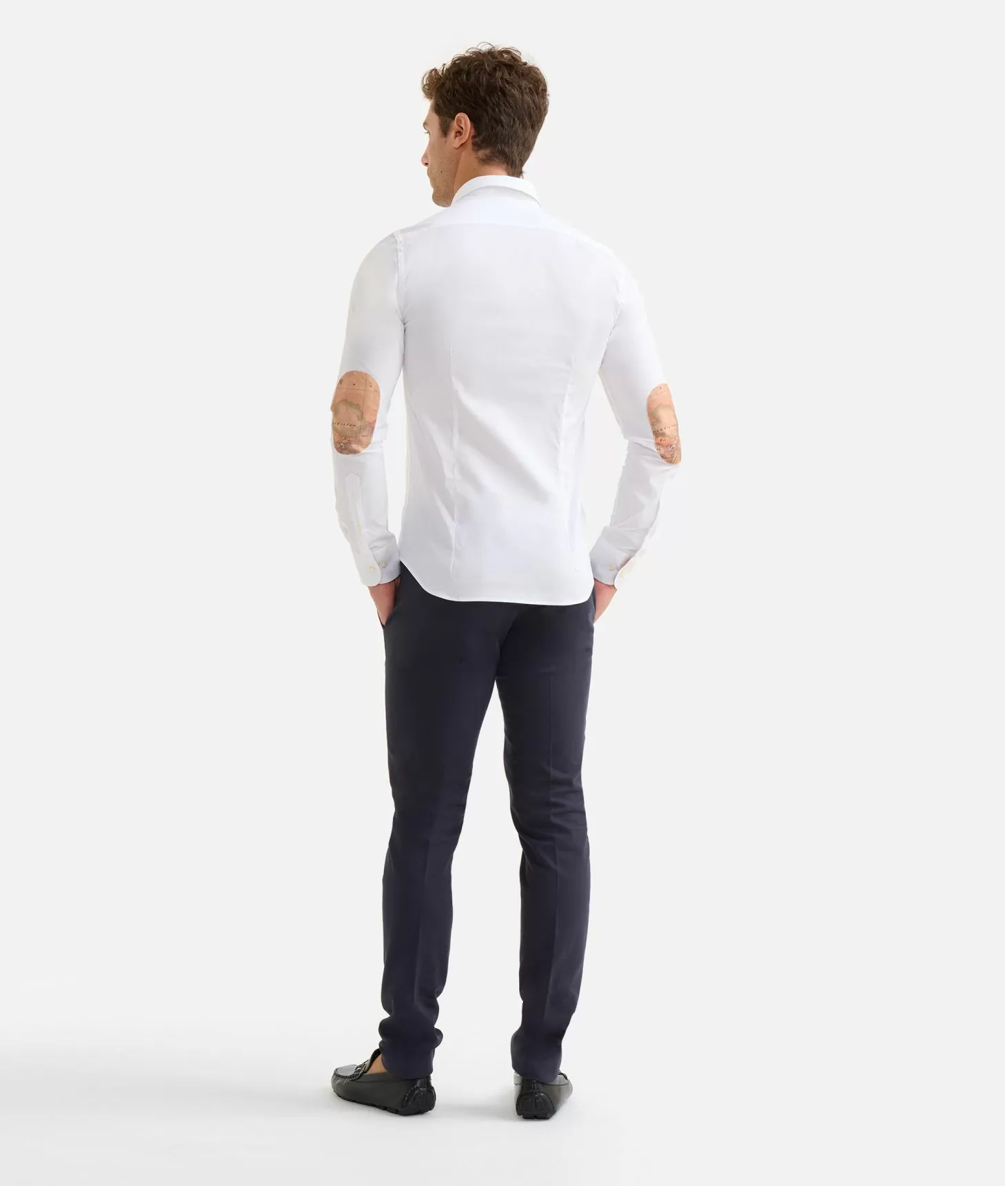 Alviero martini 1a classe Camicia super slim in cotone stretch con toppe Geo Classic Bianca Italia