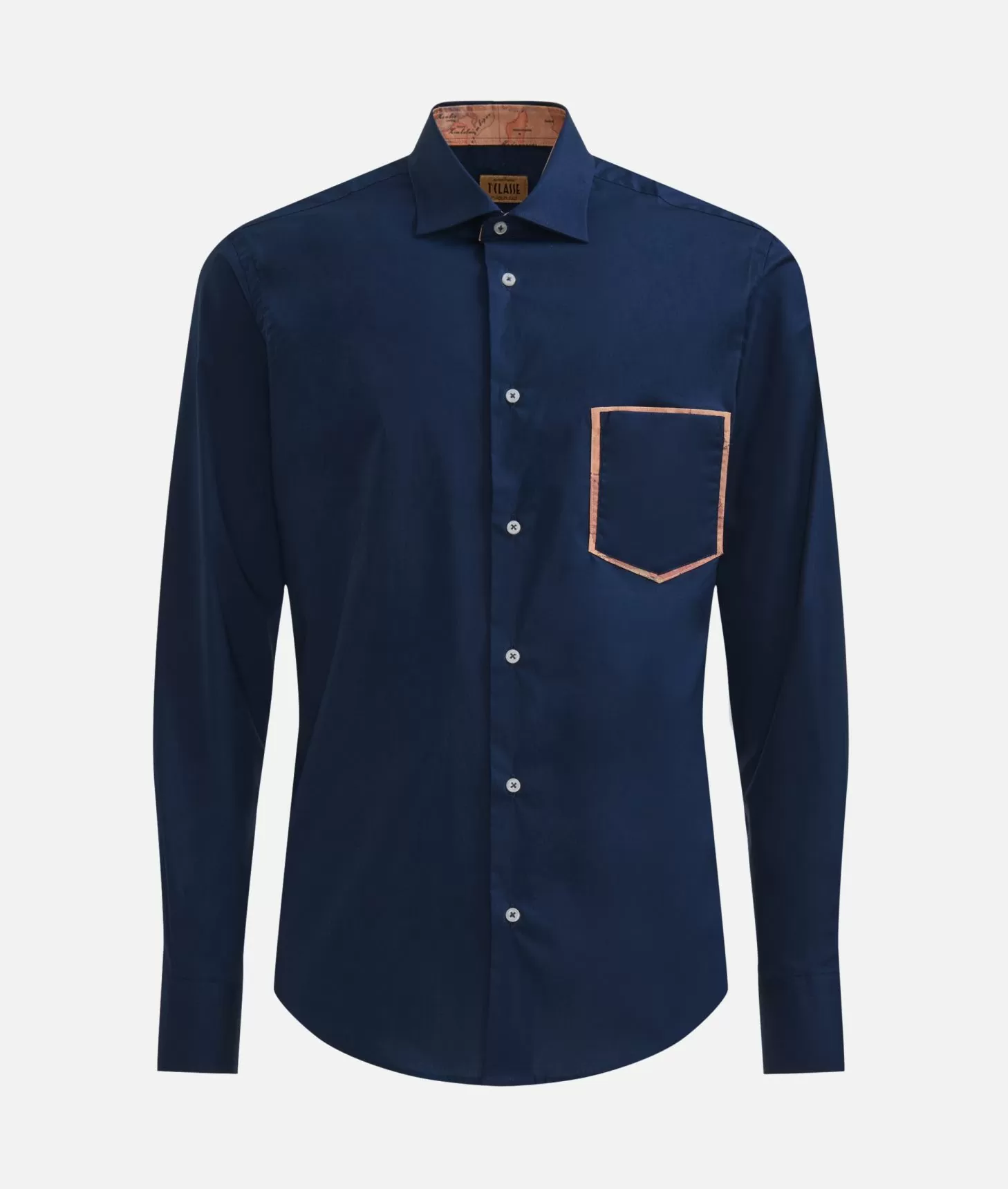 Alviero martini 1a classe Camicia slim in cotone stretch con dettaglio taschino Blu Navy Vendita