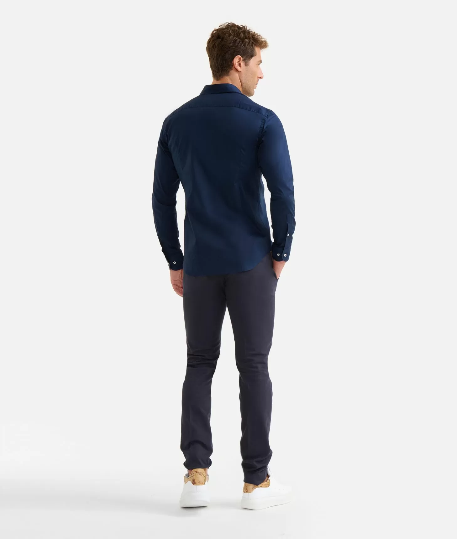 Alviero martini 1a classe Camicia slim in cotone stretch con dettaglio taschino Blu Navy Vendita