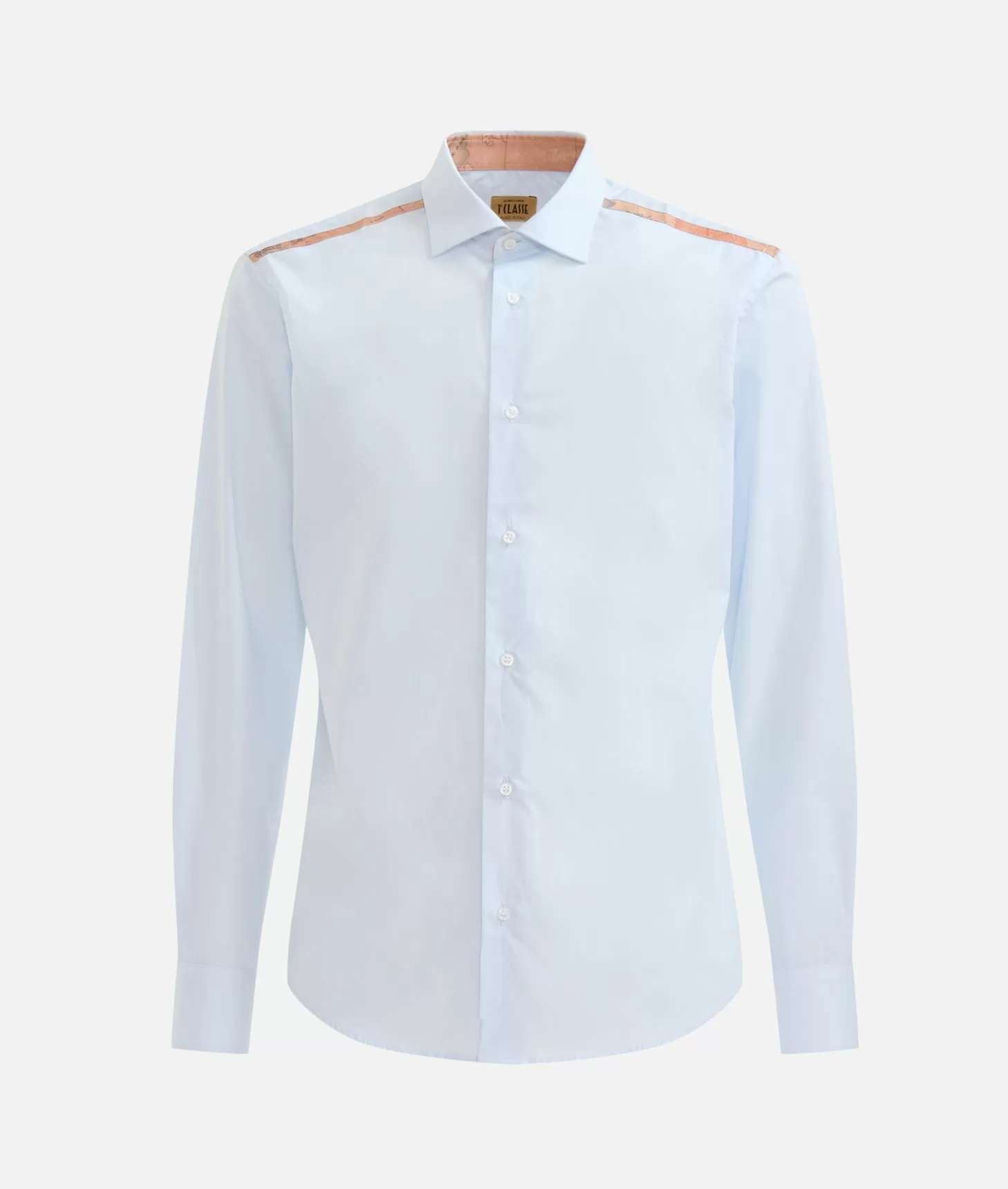 Alviero martini 1a classe Camicia slim in cotone con dettaglio spalle Azzurro Polvere Economico