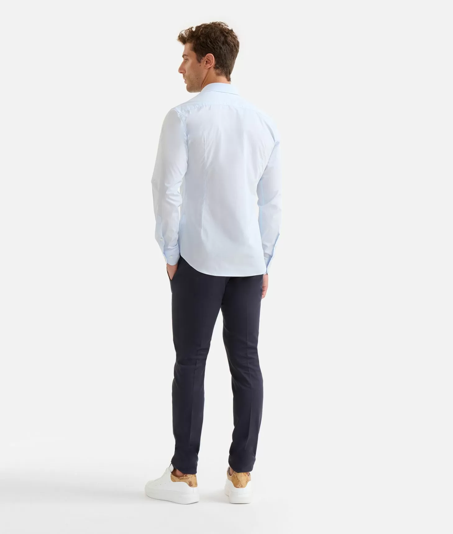Alviero martini 1a classe Camicia slim in cotone con dettaglio spalle Azzurro Polvere Economico
