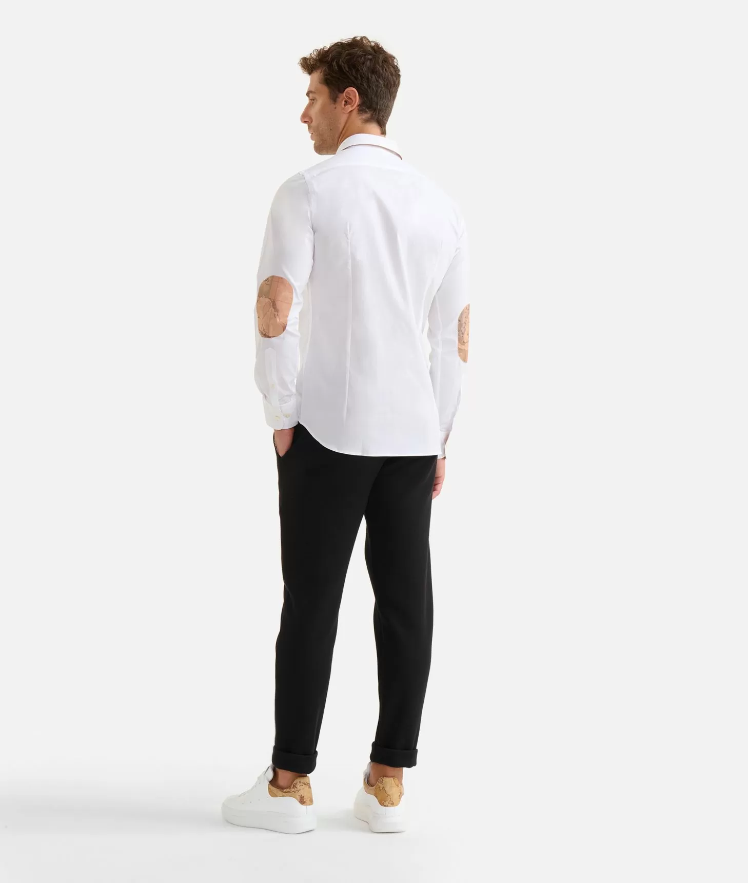 Alviero martini 1a classe Camicia slim in cotone stretch con toppe Geo Classic Bianca Online