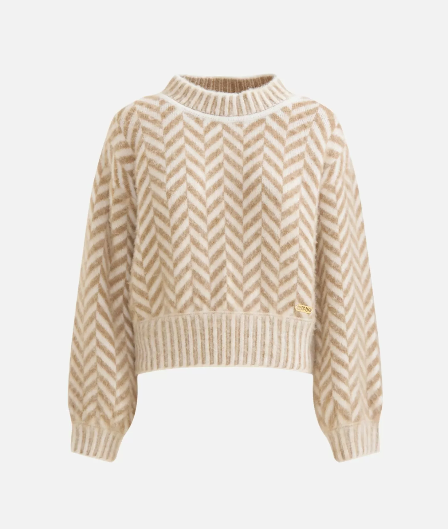 Alviero martini 1a classe Maglia in filato di lana e viscosa con motivo spinato Cammello Spedizione Gratuita