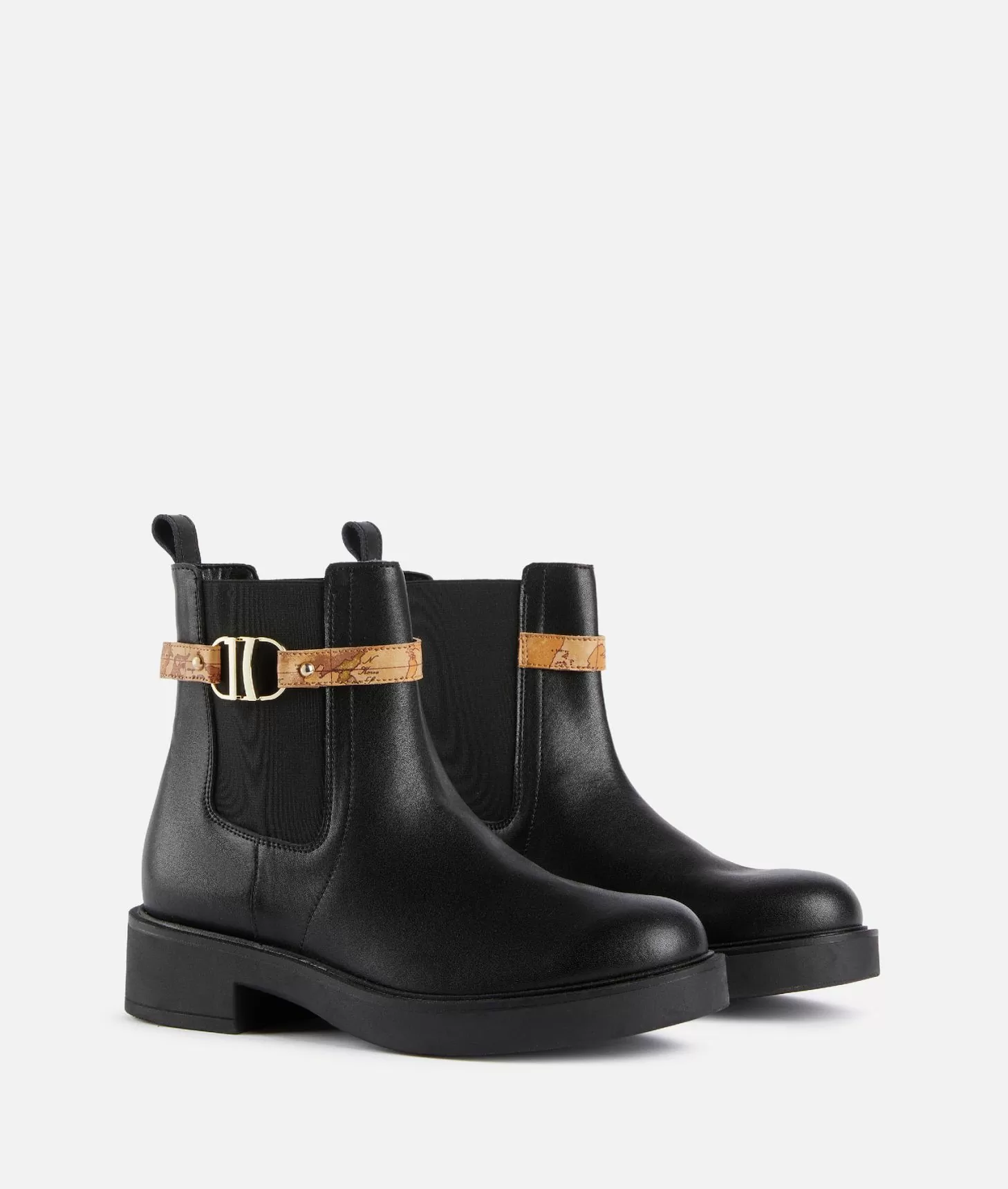 Alviero martini 1a classe Stivaletti beatles in pelle liscia con cinturino Geo Classic Neri Consegna Veloce