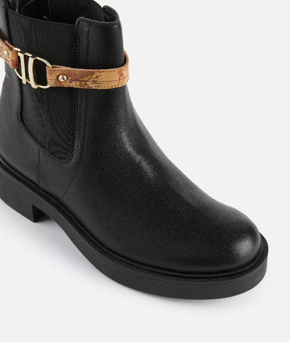 Alviero martini 1a classe Stivaletti beatles in pelle liscia con cinturino Geo Classic Neri Consegna Veloce
