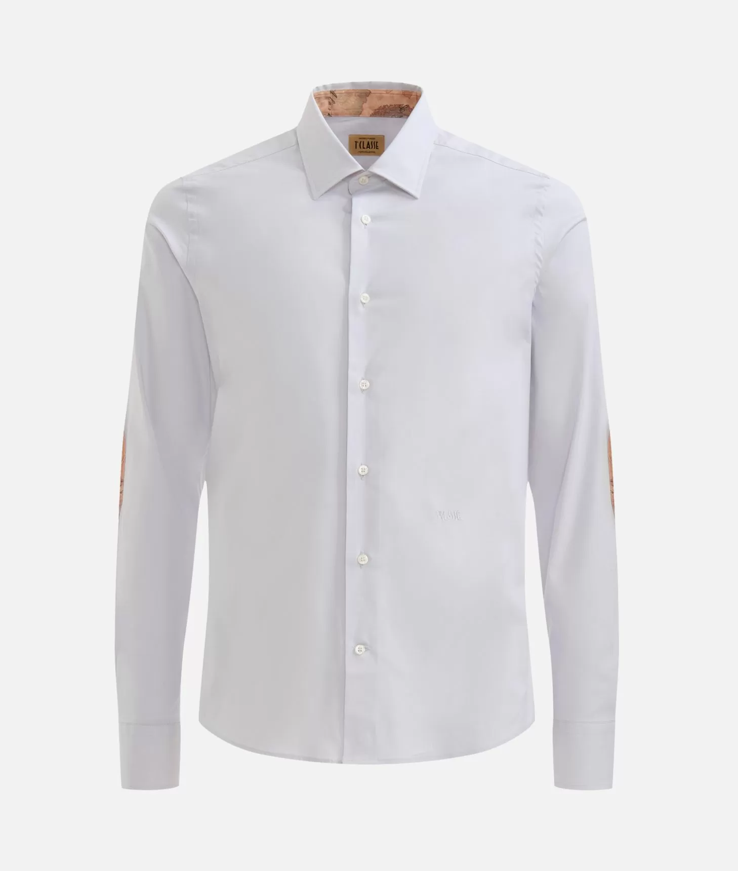 Alviero martini 1a classe Camicia super slim in cotone stretch con toppe Geo Classic Grigio Chiaro Italy