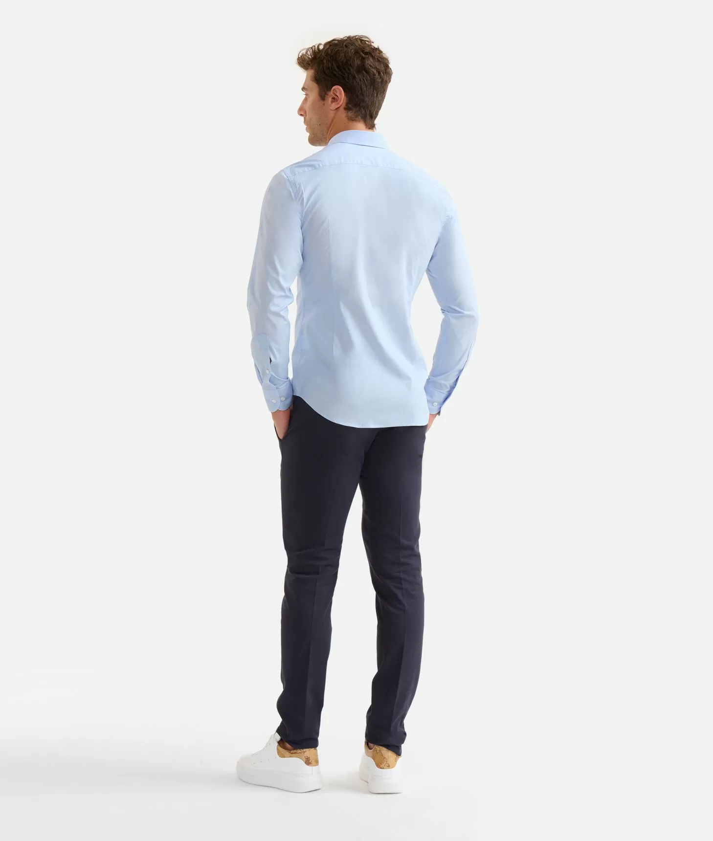 Alviero martini 1a classe Camicia slim in cotone stretch con dettaglio taschino Azzurra Consegna Veloce