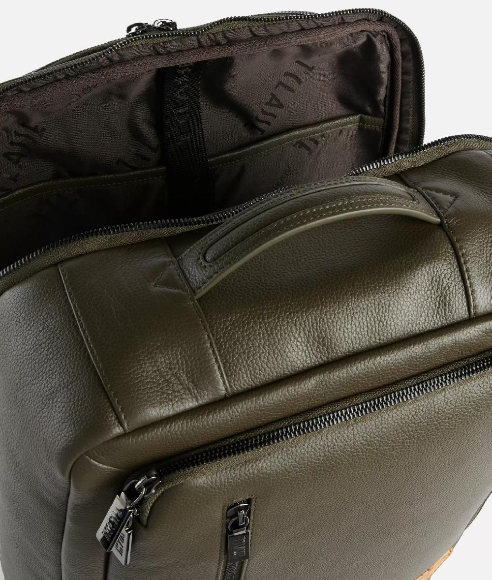 Alviero martini 1a classe Beta Leather zaino da viaggio tripla portabilità Verde Militare Saldi