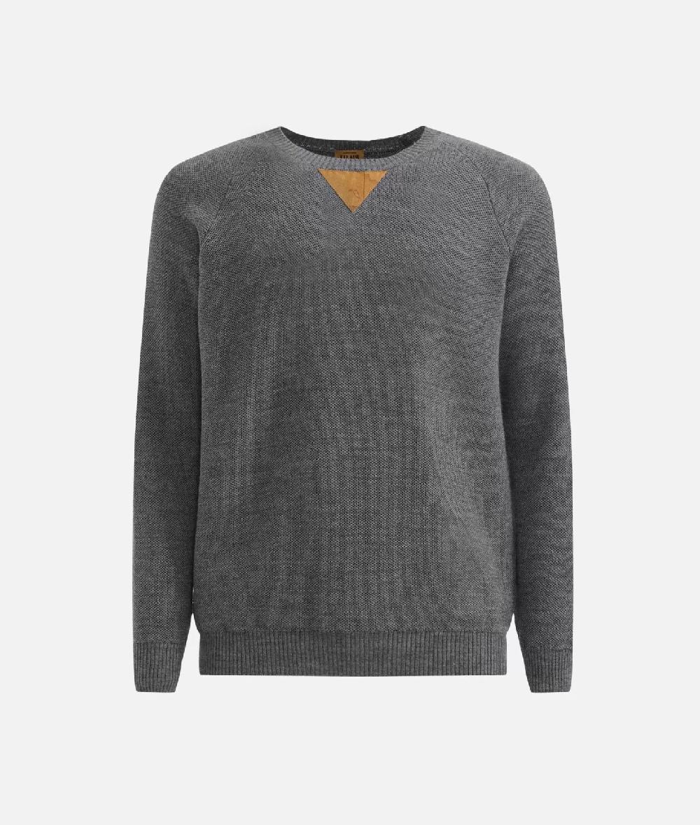 Alviero martini 1a classe Girocollo in filato misto lana con toppe Geo Classic Grigio Offerte
