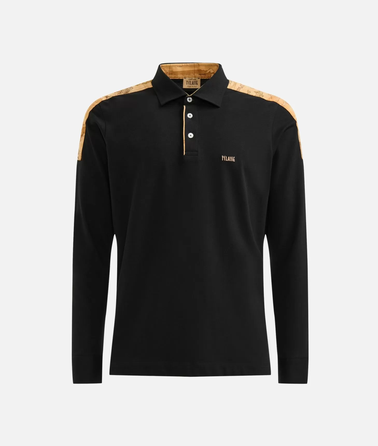 Alviero martini 1a classe Polo a maniche lunghe in cotone stretch Nera Vendita Calda