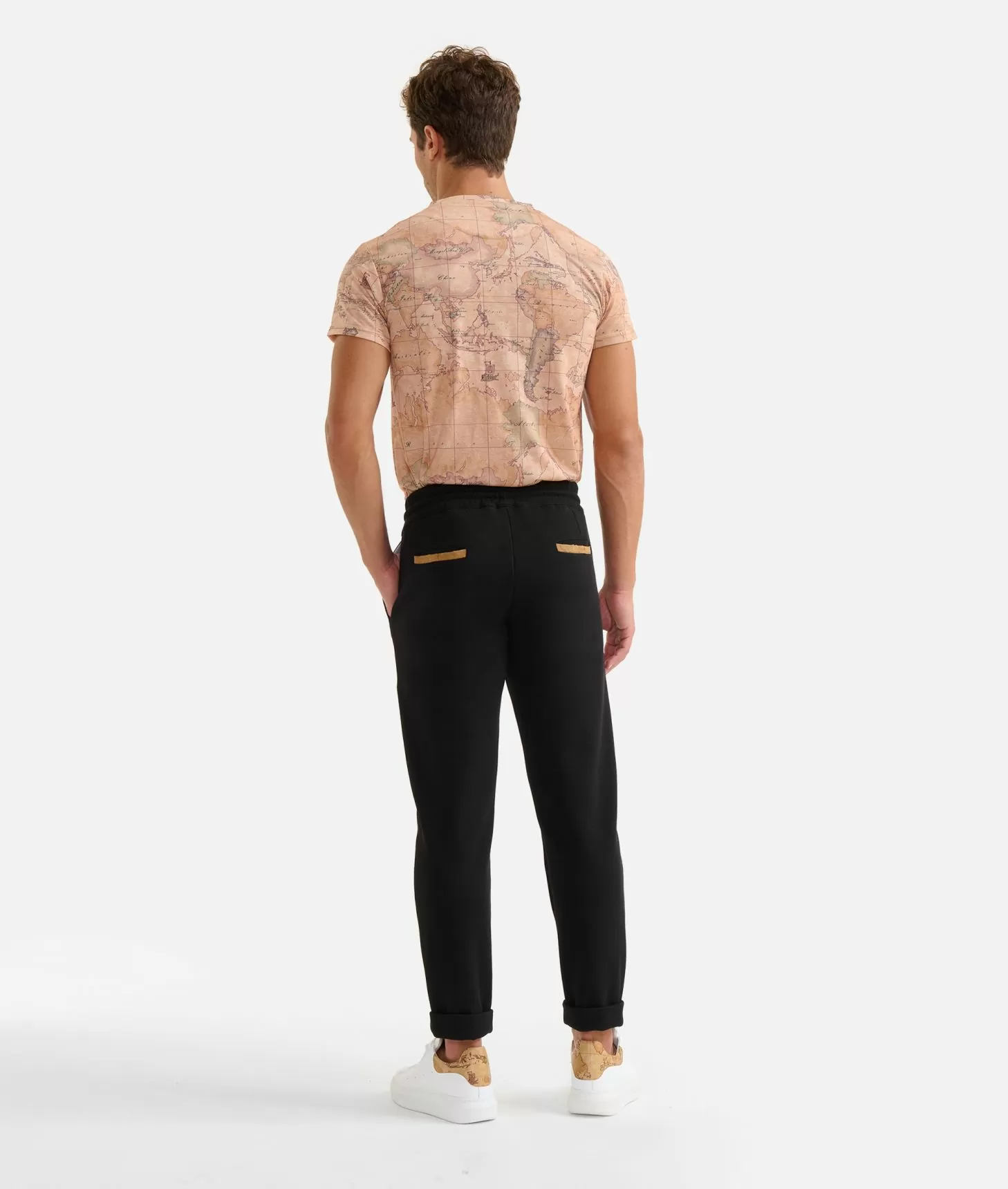Alviero martini 1a classe Pantaloni con coulisse in cotone piquet Neri Vendita Economica