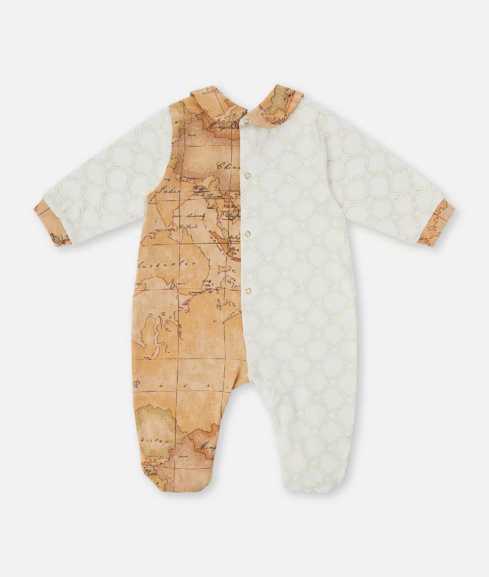 Alviero martini 1a classe Tutina in cotone con loghi 1C e inserto Geo Classic Naturale Moda