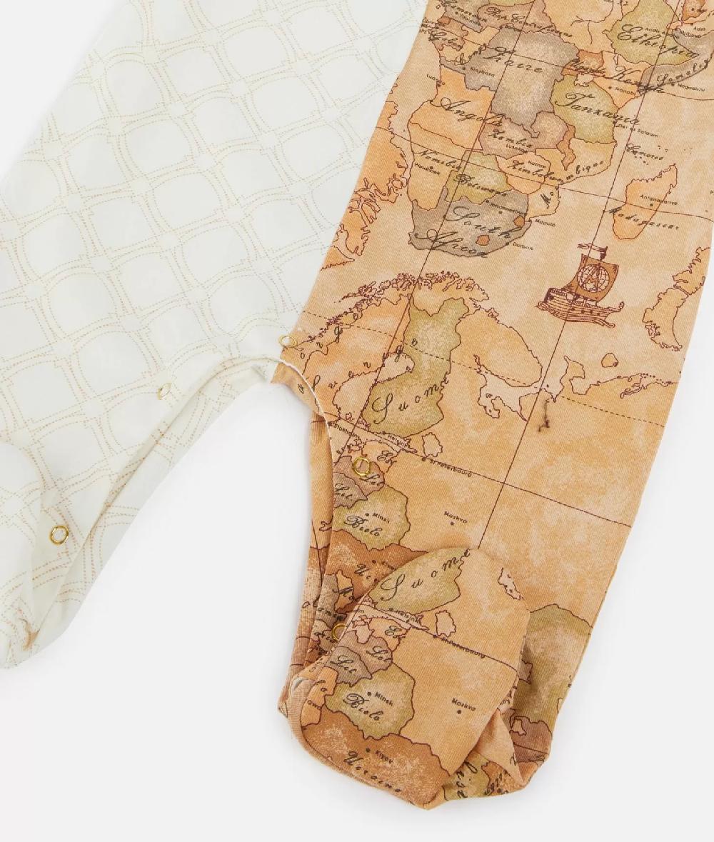 Alviero martini 1a classe Tutina in cotone con loghi 1C e inserto Geo Classic Naturale Moda