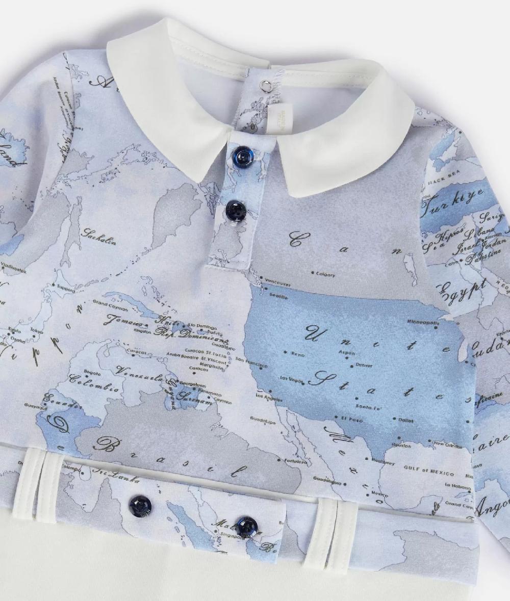Alviero martini 1a classe Tutina in cotone senza piedini Geo Lord Azzurra Qualità
