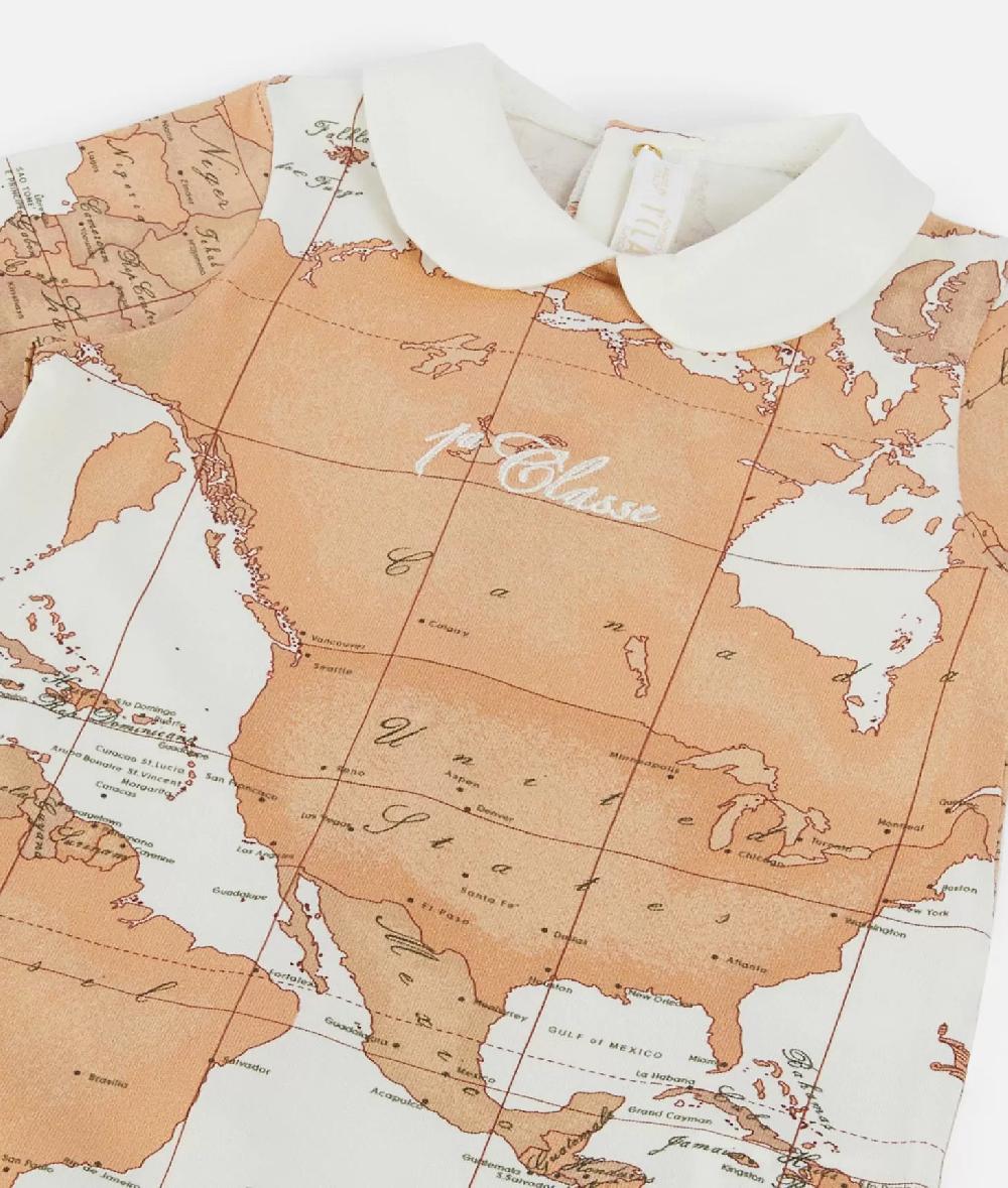 Alviero martini 1a classe Tutina in cotone con mappa Geo Classic Panna Affare Del Giorno