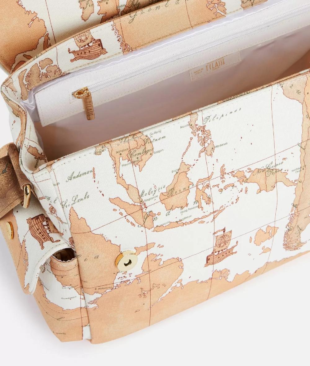 Alviero martini 1a classe Borsa a tracolla con mappa Geo Classic Panna Prezzo Ridotto