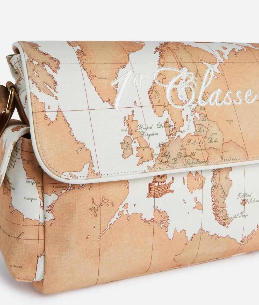 Alviero martini 1a classe Borsa a tracolla con mappa Geo Classic Panna Prezzo Ridotto